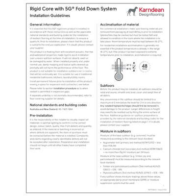 Karndean ridig core fold down installation instructions cover