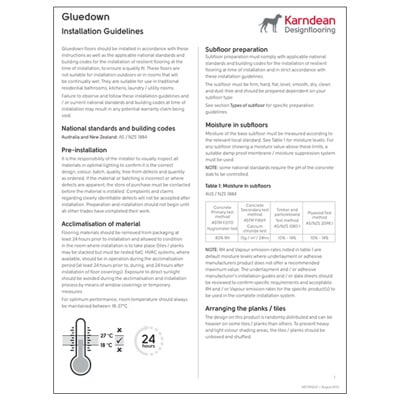 Karndean gluedown installation instructions cover