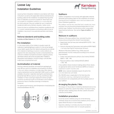 Karndean Loose Lay installation instructions cover