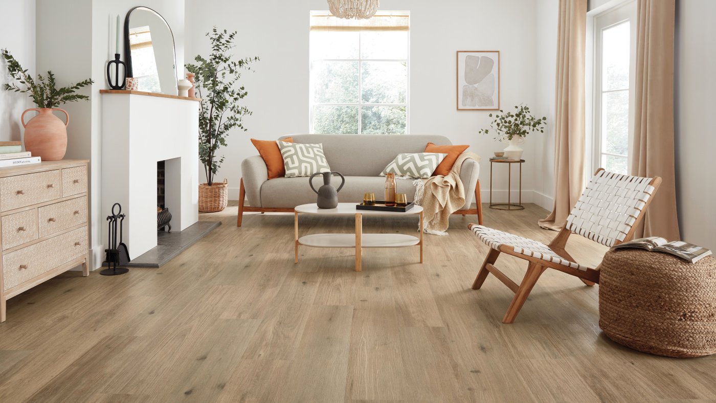 Light brown oak flooring in a modern living space
