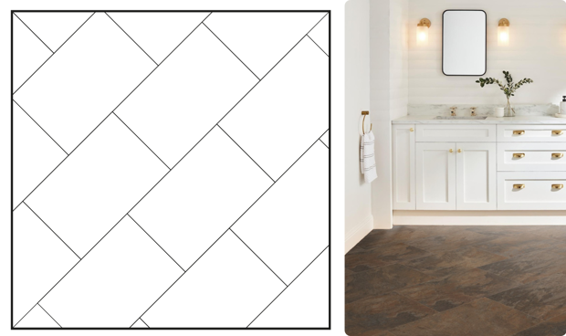 Stone diagonal shown as a pattern and used in a bathroom