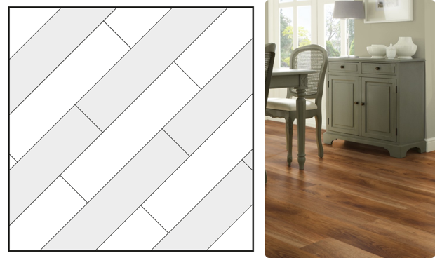 Wood striped in 2 tones shown as a pattern and used in a dining room