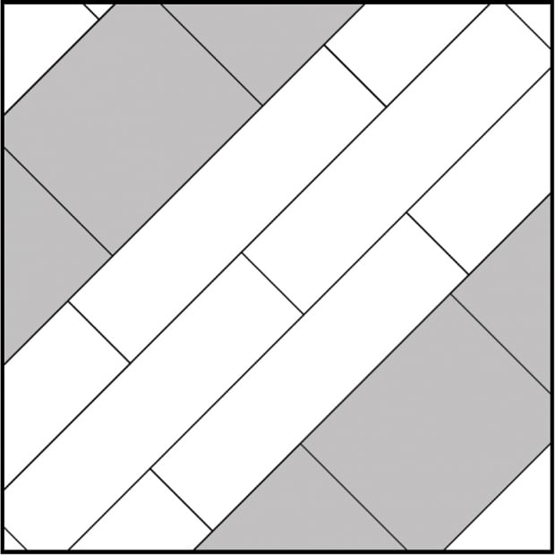 Striped pattern using two types of flooring