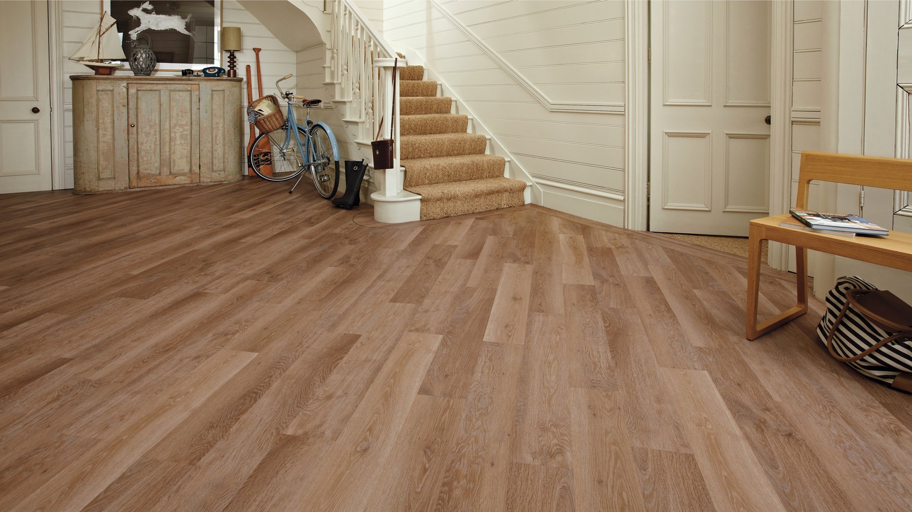 Karndean Pale Limed Oak wood flooring in a hallway