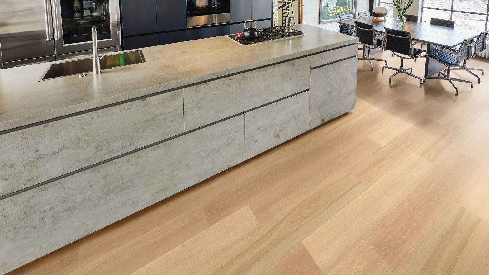 Elevate your kitchen with opulent luxury vinyl underfoot.