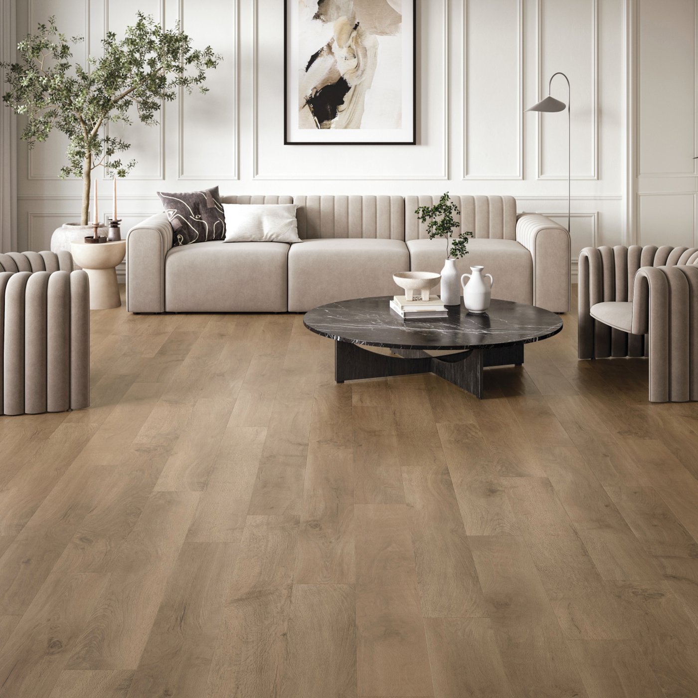 Karndean Designflooring Art Select collection Salon Oak LVT wood flooring in a living room