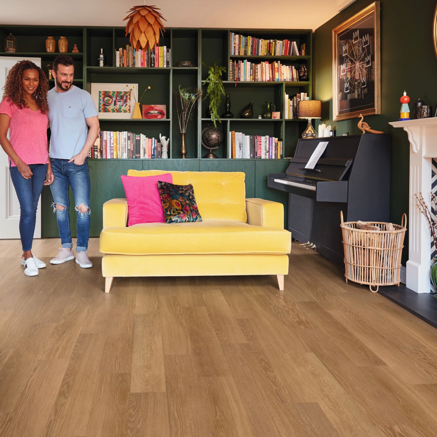 Karndean honey limed oak wood flooring in a living room