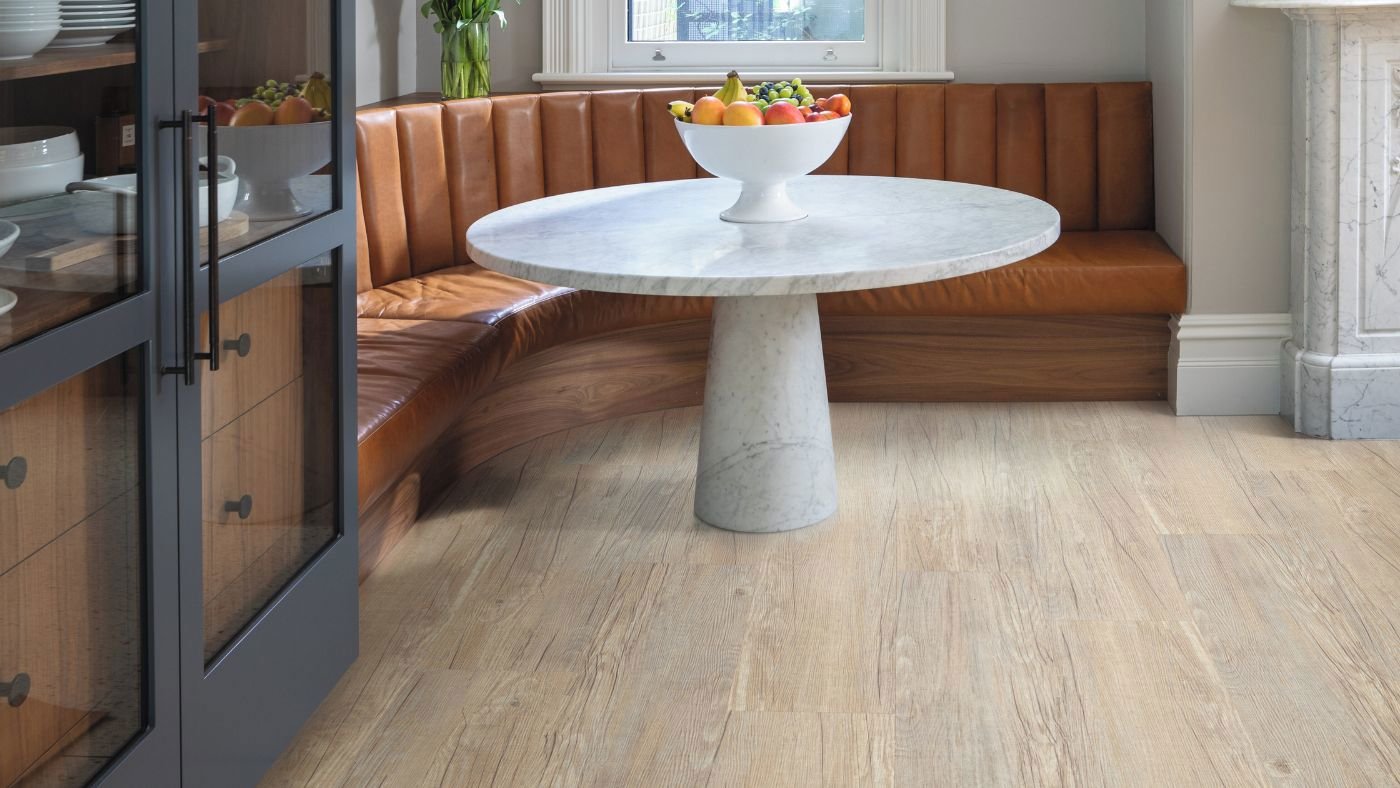 Wood luxury vinyl flooring in dining area