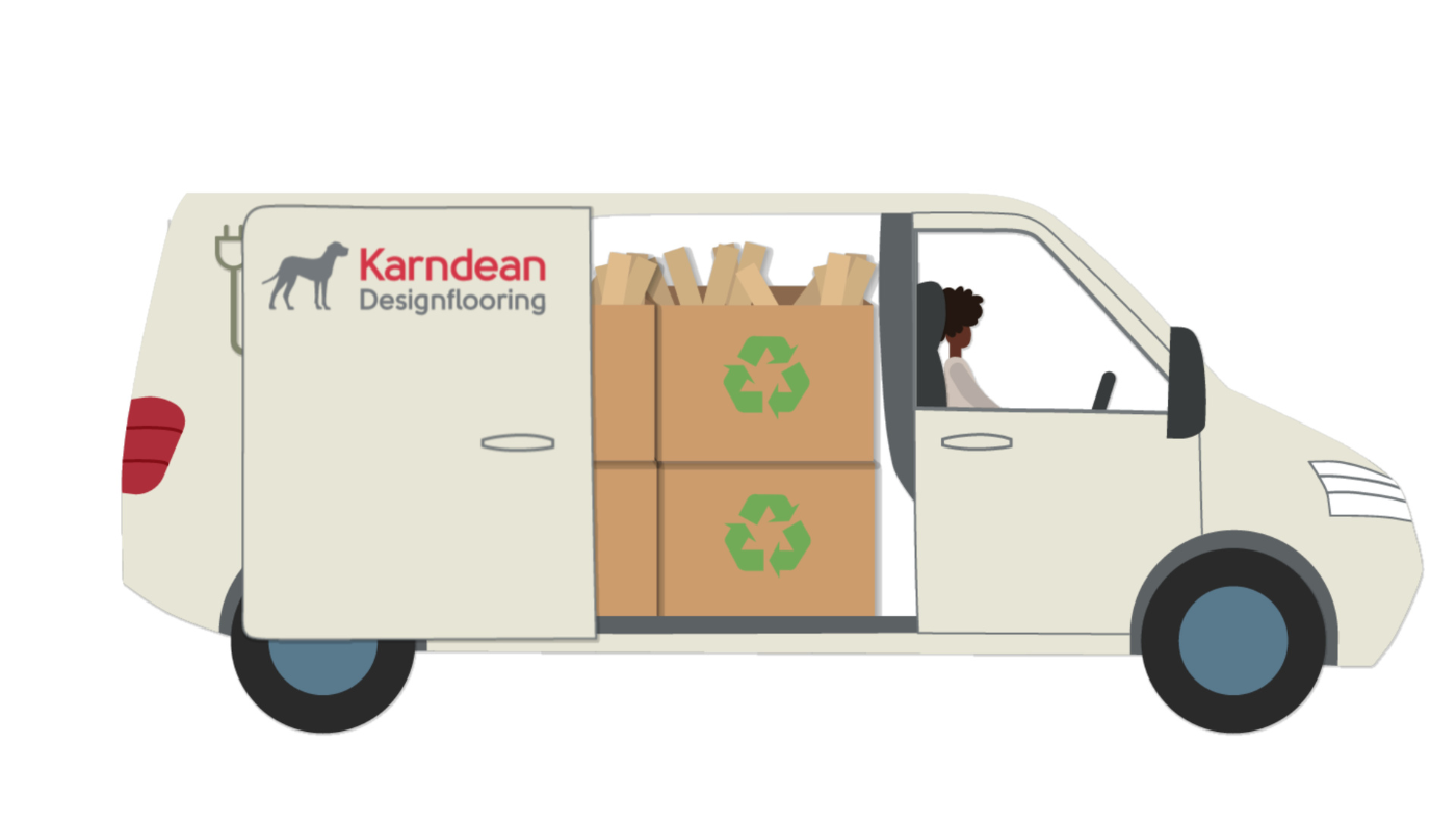 Karndean Designflooring product loaded into a branded van