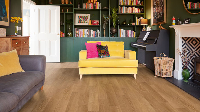 Karndean honey limed oak wood flooring in a living room