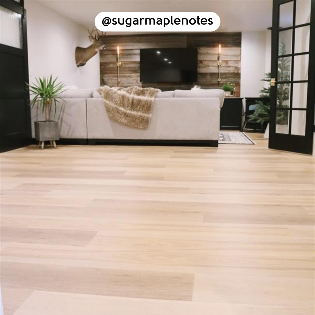 Cozy living room with Warm Ash RKP8103 floors; photo credit: @sugarmaplenotes